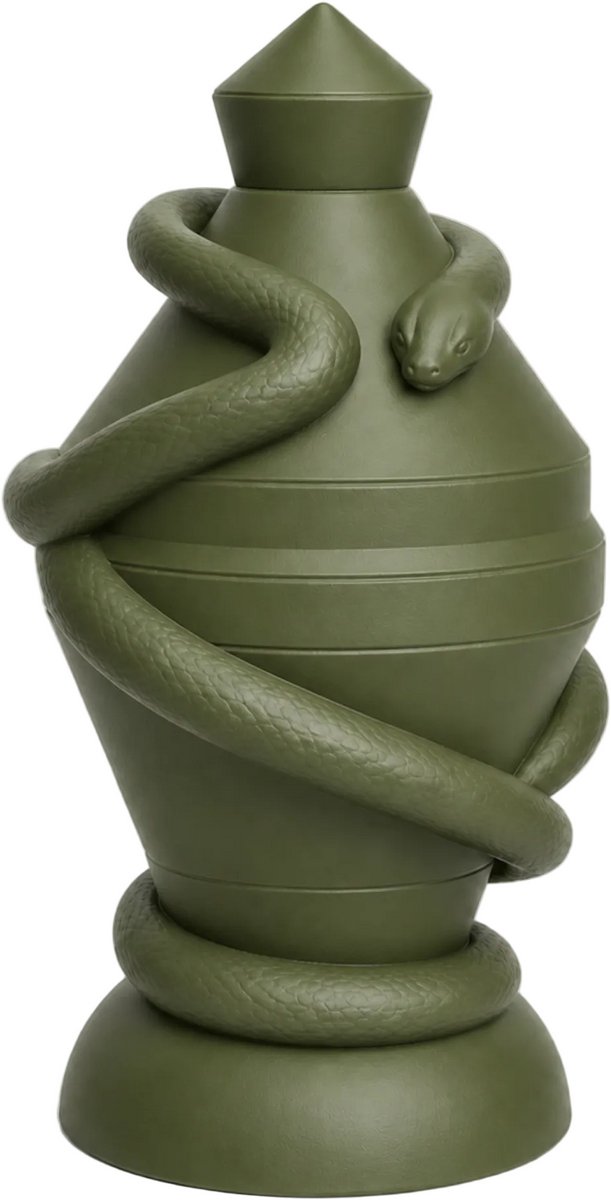 Fiastra slangenbeeld - decoratieve opbergdoos met deksel - Mosgroen