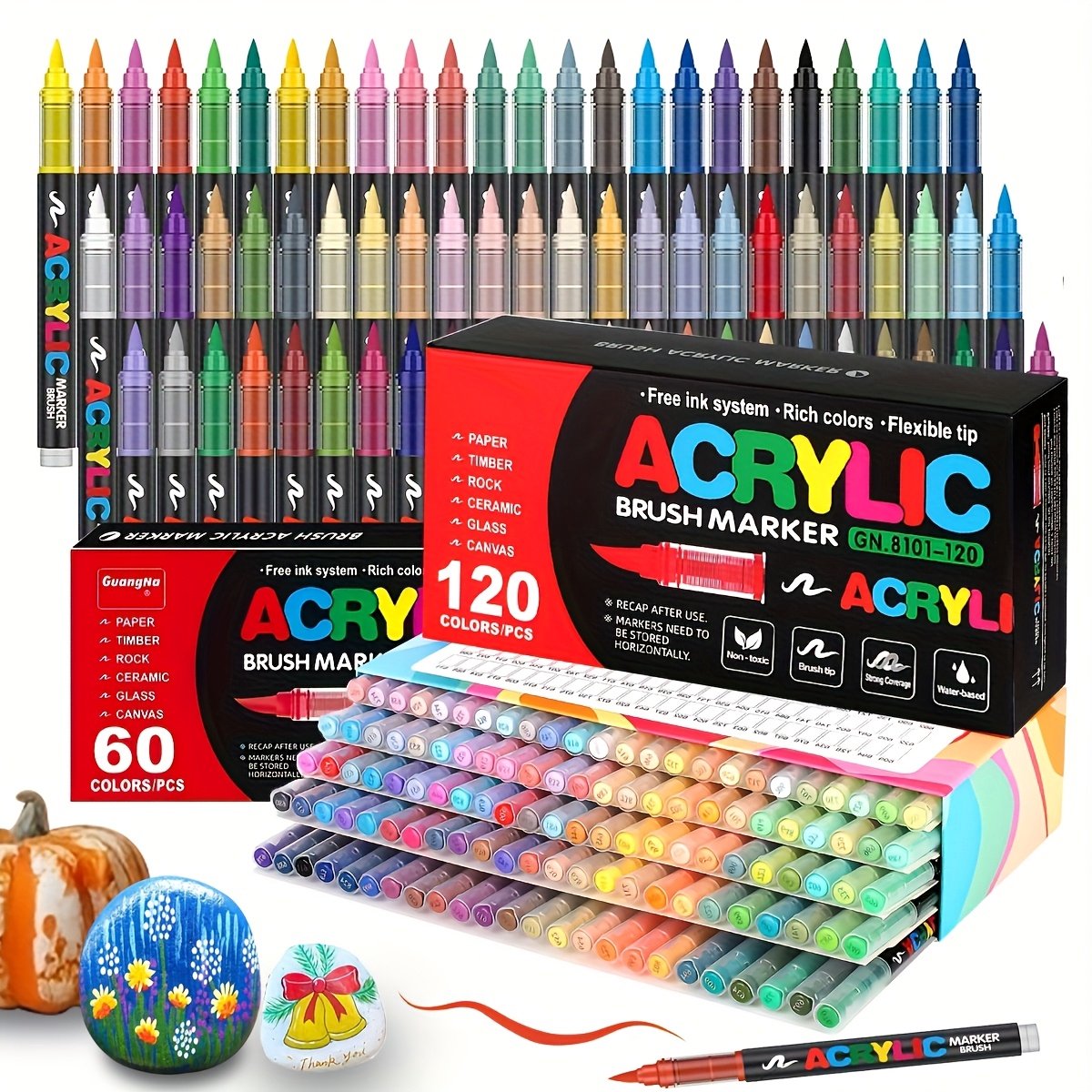 Currero Aquamarkers - Twinmarkers - Brushpennen - Stiften - Markeerstiften Op Waterbasis - Dual Tip - Tekenen En Kleuren - 60st