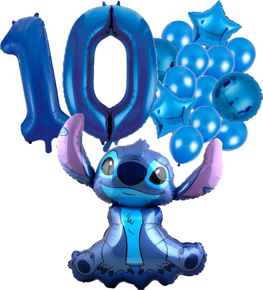 Stitch Ballon Set - 97x90cm - Folie Ballon + Ster Ballonnen - 10 jaar | Disney