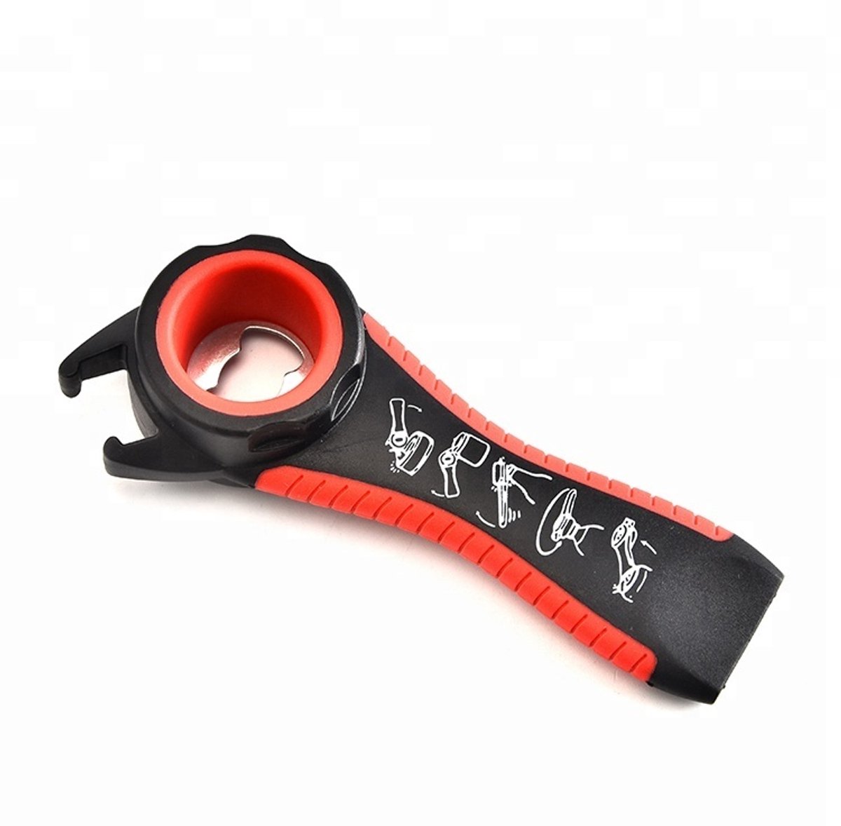 Go Go Gadget - Multi Opener - 5 in 1 - Blikopener - Ergonomisch - Multifunctioneel - 1 stuk - Zwart/ Rood
