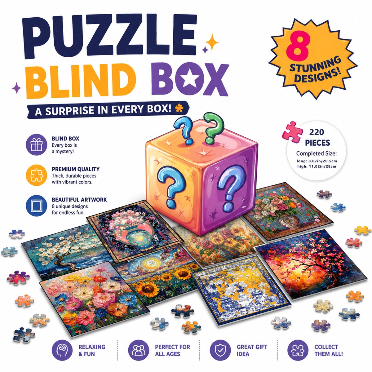 Casalora Puzzel Blind Box - 220 Stukjes voos Creatieve Hobby voor Volwassenen