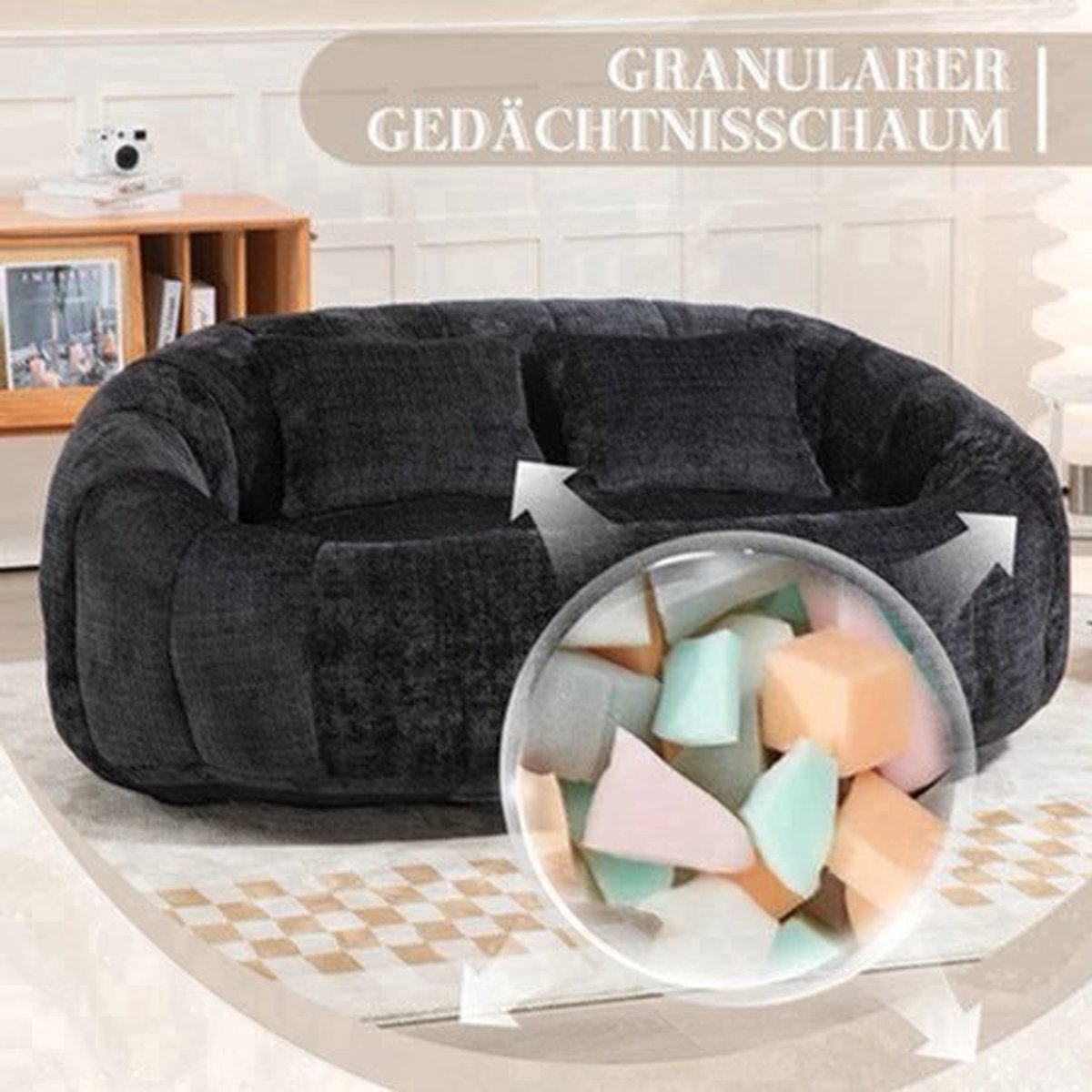 Zitzak – Zitzakbank – Loungestoel – Loungebank – Zitzakfauteuil – Chenille Stof – Hoge Rugleuning – 150x95x63 cm – Geschikt Voor Binnen & Buiten