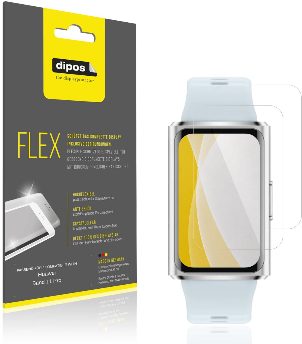 dipos – 2x Beschermfolie geschikt voor Huawei Band 11 Pro | 3D Full Cover Screenprotector | 100% Passend