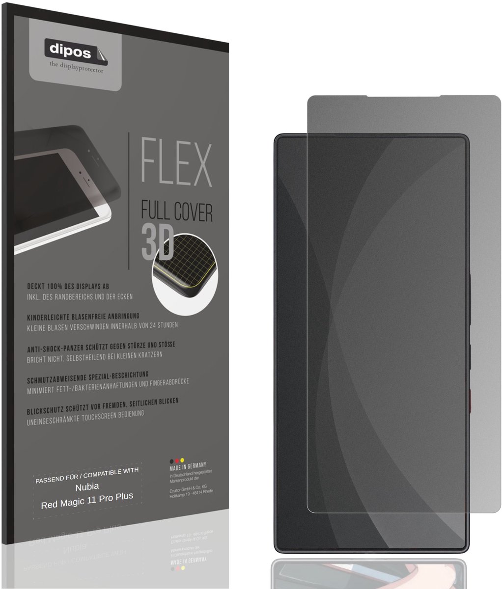 dipos FLEX – Matte Privacy Screenprotector geschikt voor Nubia Red Magic 11 Pro Plus | Volledige Schermbescherming | Case-Friendly