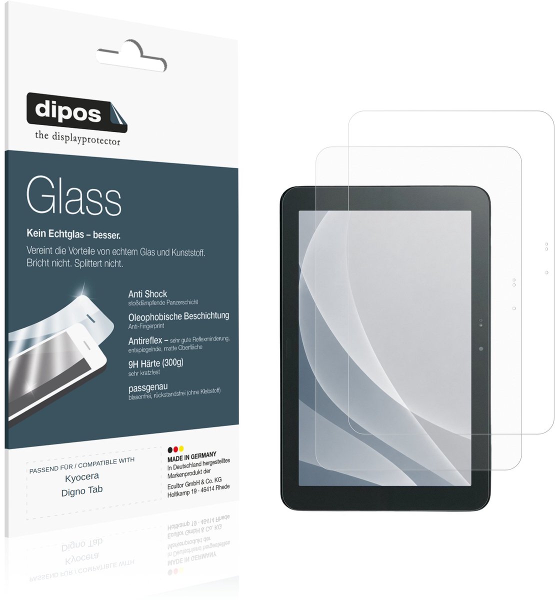 dipos – 2x Matte Pantserfolie geschikt voor Kyocera Digno Tab | 9H Screenprotector