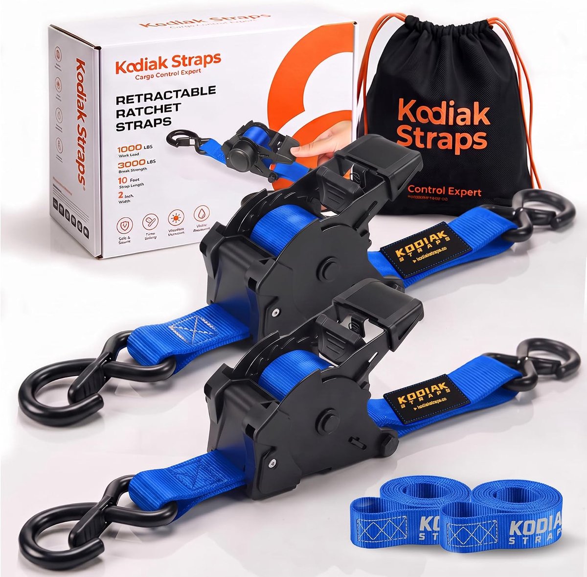 Automatische spanbanden 50 mm 3 m met S-haken 1360 kg Zelfoprollende spanbanden met ratel voor vrachtwagen - ShopVlot