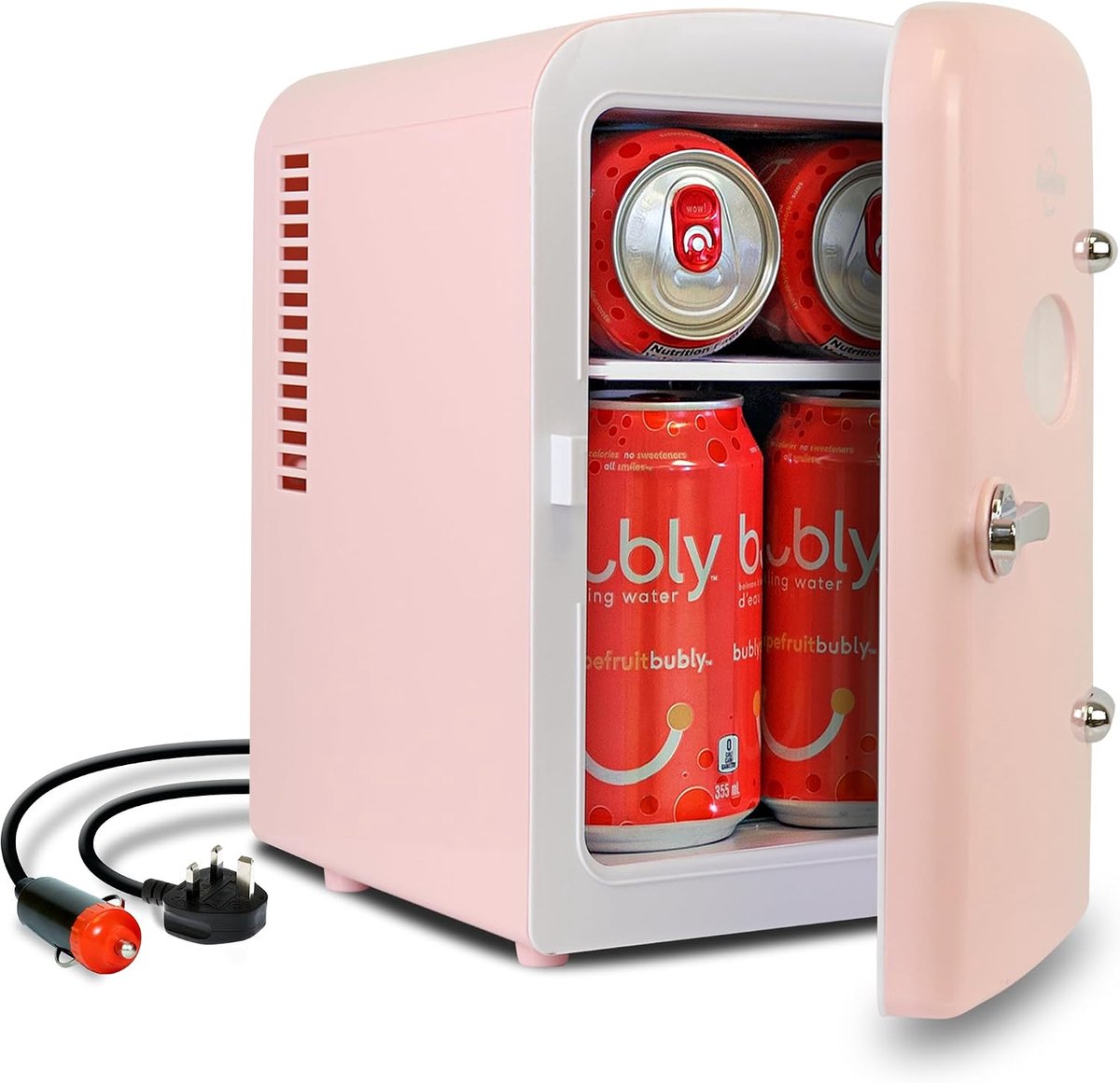 Mini Koelkast 4 Liter Retro Design - 220V/12V - Draagbaar met Handvat - Voor Slaapkamer, Auto en Kantoor - Roze