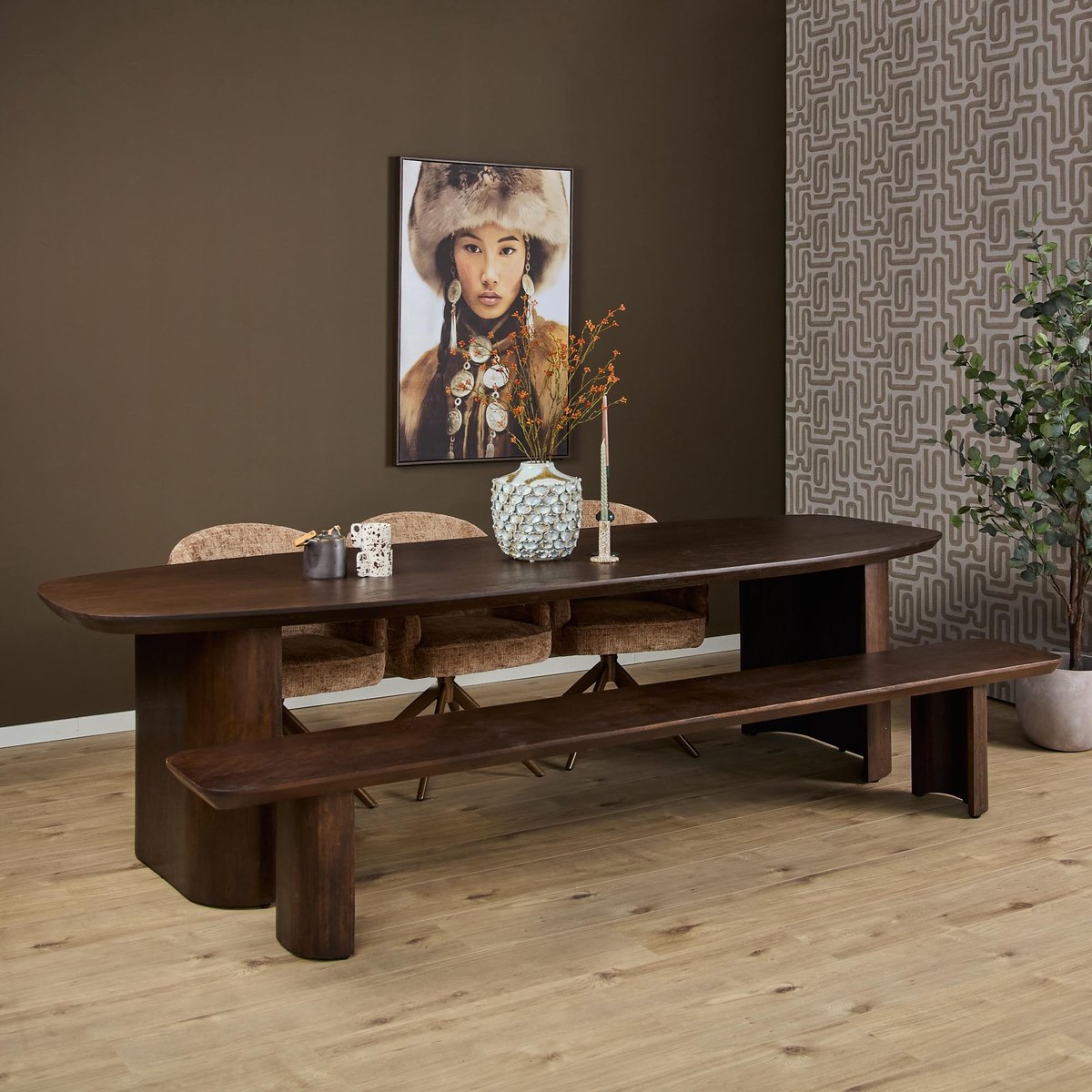 Starfurn Eetkamerbank Maré - Bruin - 38x280x45 cm