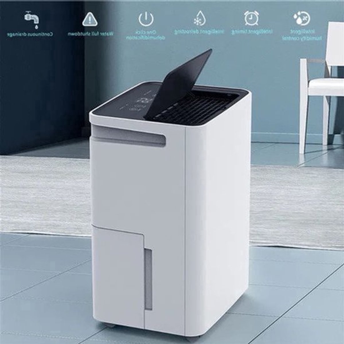 Luchtontvochtiger - Luchtreiniger - Dehumidifier - Draagbare - 35dB - 12L/24u - Met LED Display - Automatische Uitschakeling - voor Thuis - en Kantoorgebruik - Wit
