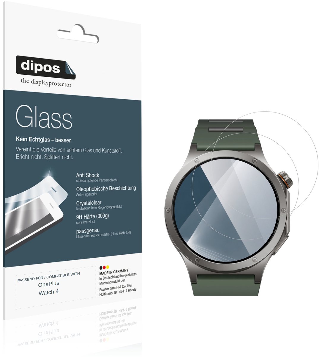 dipos – 2x Pantserfolie geschikt voor OnePlus Watch 4 | 9H Screenprotector
