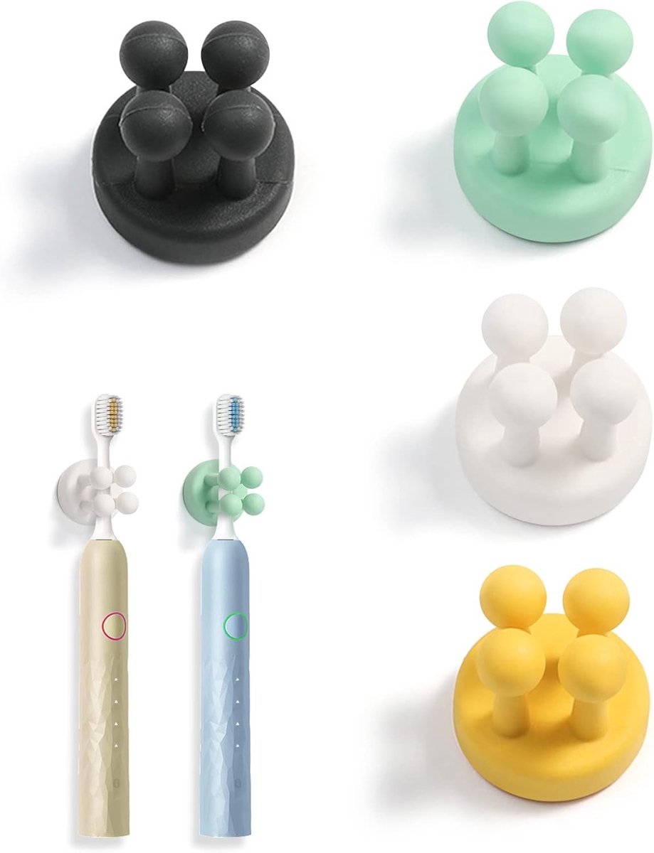Multifunctionele Silicone Houder voor Tandenborstels en Scheermesjes, Waterdicht en Zelfklevend, Set van 4 Stuks