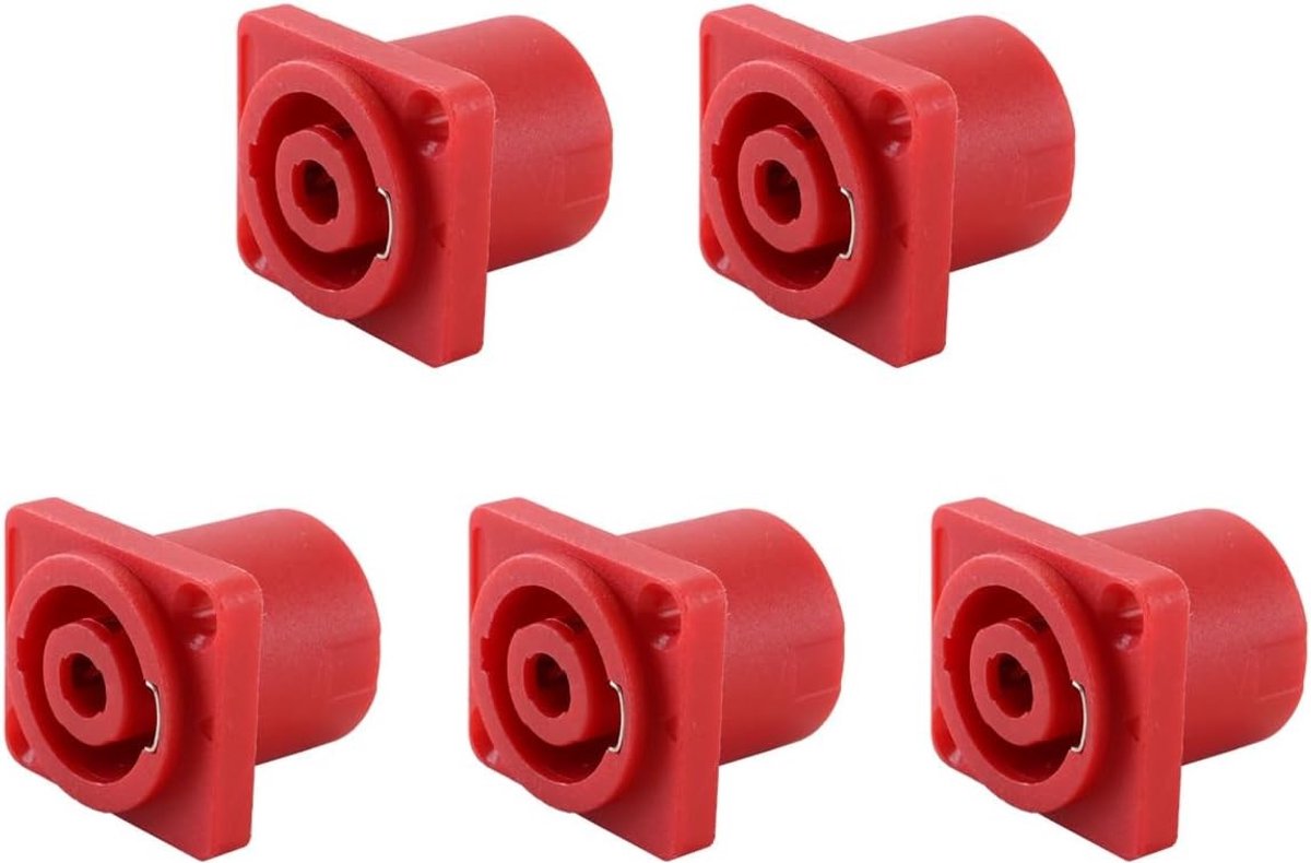 5-delige 4-polige luidsprekerjack met twist lock, XLR female panel mount audio connector voor microfoons, geschikt voor NL4-serie, rood