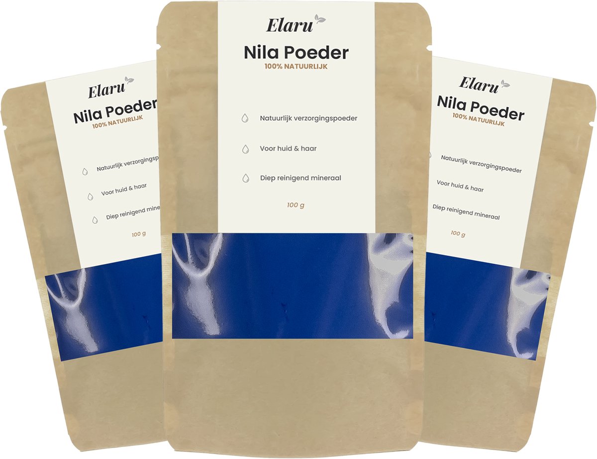 Nila Poeder - 100% Natuurlijk Blauw Kleipoeder - 5 x 100 gram - Voordeelverpakking - Voor Huid en Haarverzorging - Clay Mask uit Marokko