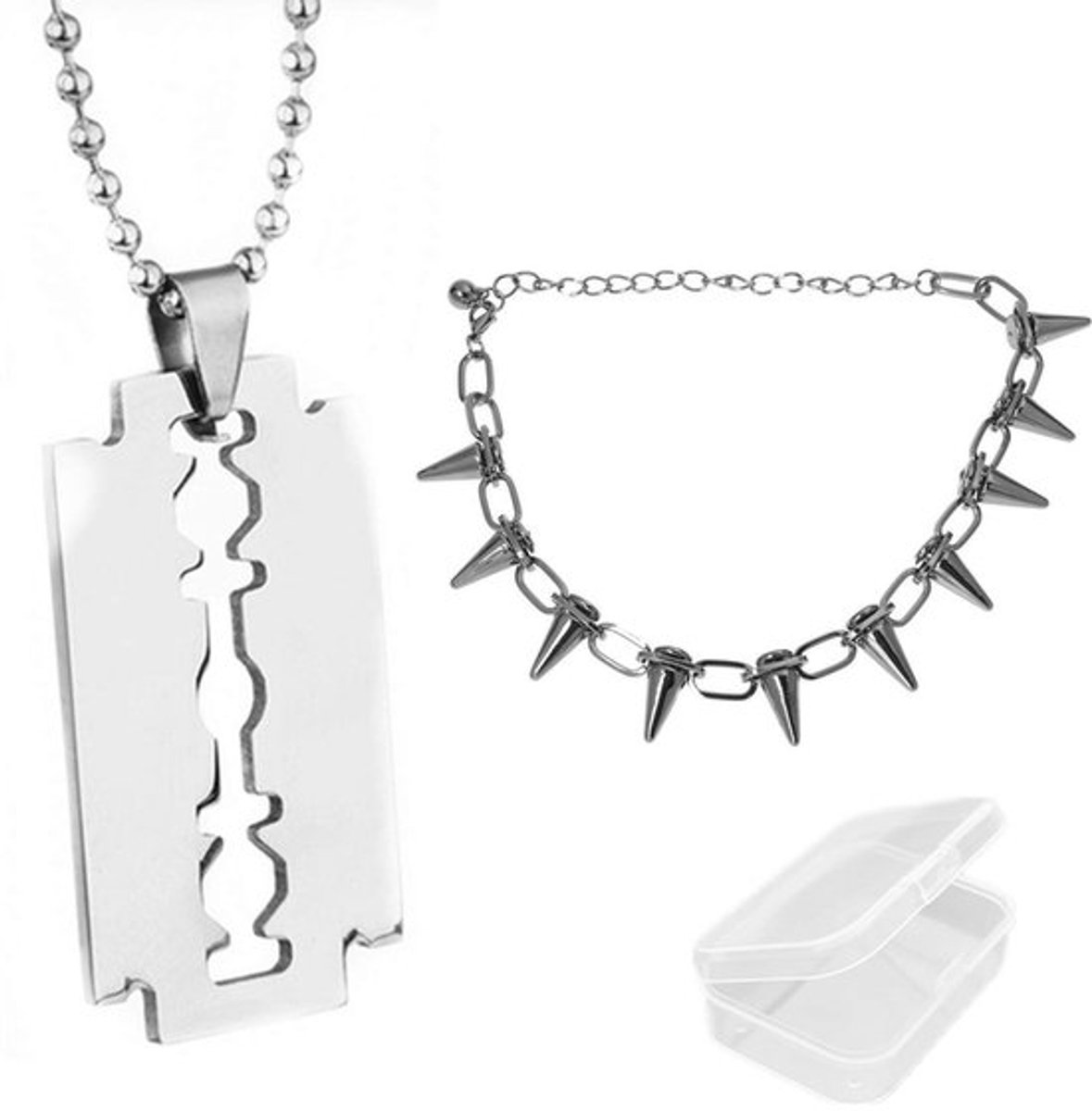 Dailygoods - Roestvrijstalen Scheermesjes - Punk Goth Halsketting - Choker Kraag
