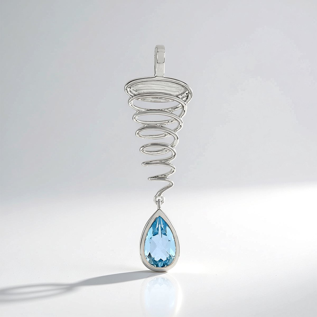 Cavill - Zilveren hanger 925 Sterling met 2,475 ct hemelsblauwe topaas - Druppelvormig peervorm - Elegante bezel-zetting - Braziliaanse topaas sieraad