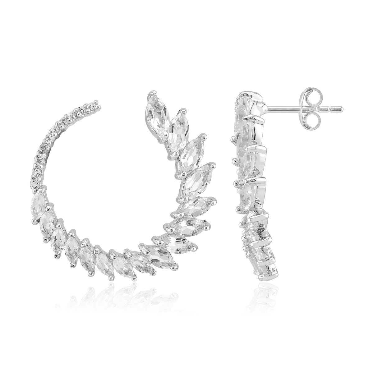 Cavill - 925 Sterling Zilver Oorbellen - Elegante Marquise Geslepen Witte Nigeriaanse Topaas - Duurzaam & Feestelijk Sieraad