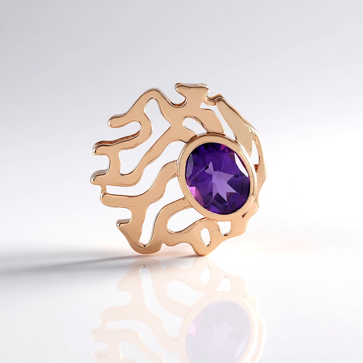 Cavill - Amethist Hanger - 925 Sterling Zilver Roségoud Verguld - 2,25 ct Braziliaanse Ovale Amethist - Elegante Zilveren Sieraden Dames