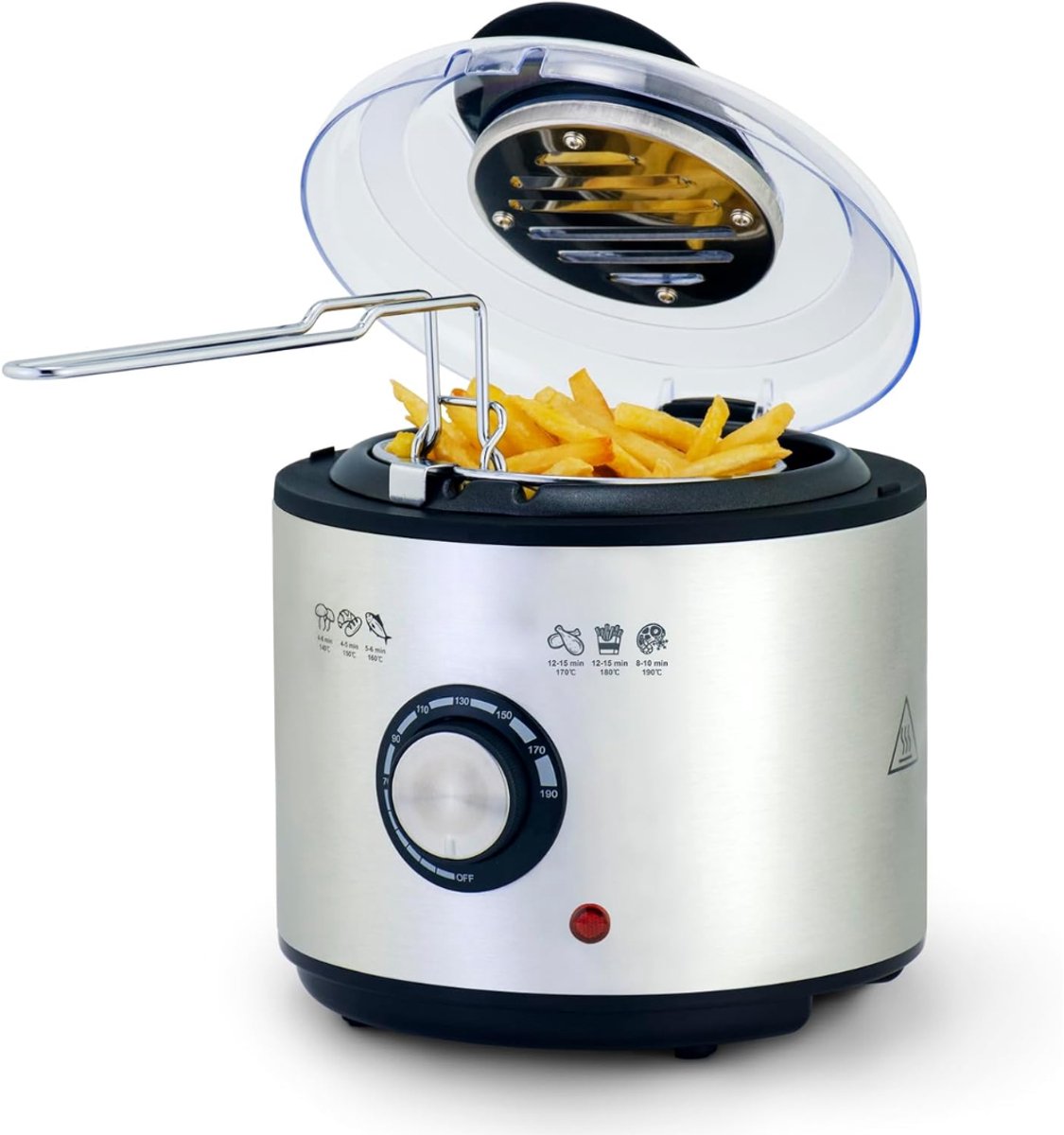 SNJY® Frituurpan - Friteuse - Frituurketel - 1L - 950 W - Zilver