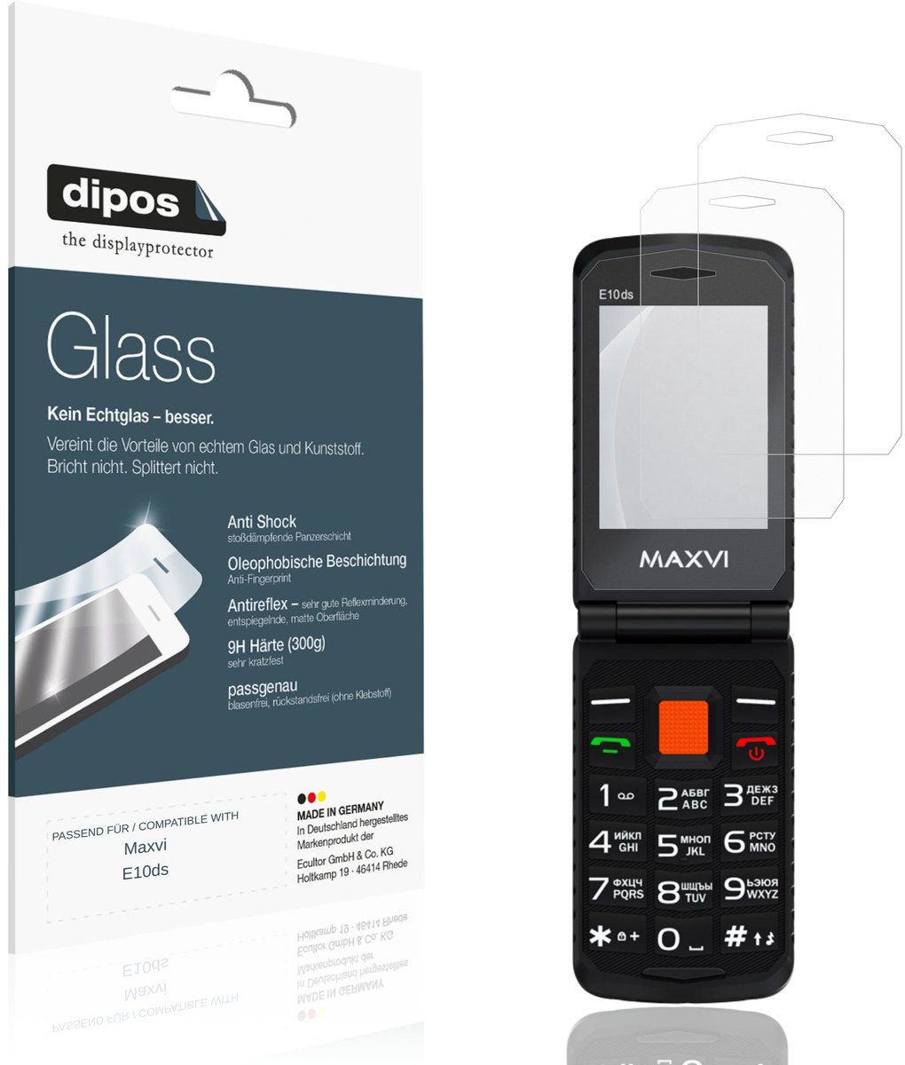 dipos – 2x Matte Pantserfolie geschikt voor Maxvi E10ds | 9H Screenprotector