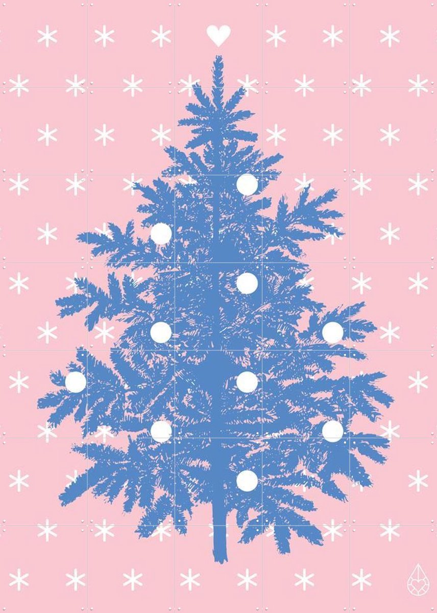 IXXI Let it snow . Pink Blue, Zilverblauw - 100 x 140 cm - Gratis ophangtool - Grote wanddecoratie en posters - Grafisch Ontwerp, Kleurrijk, Winter