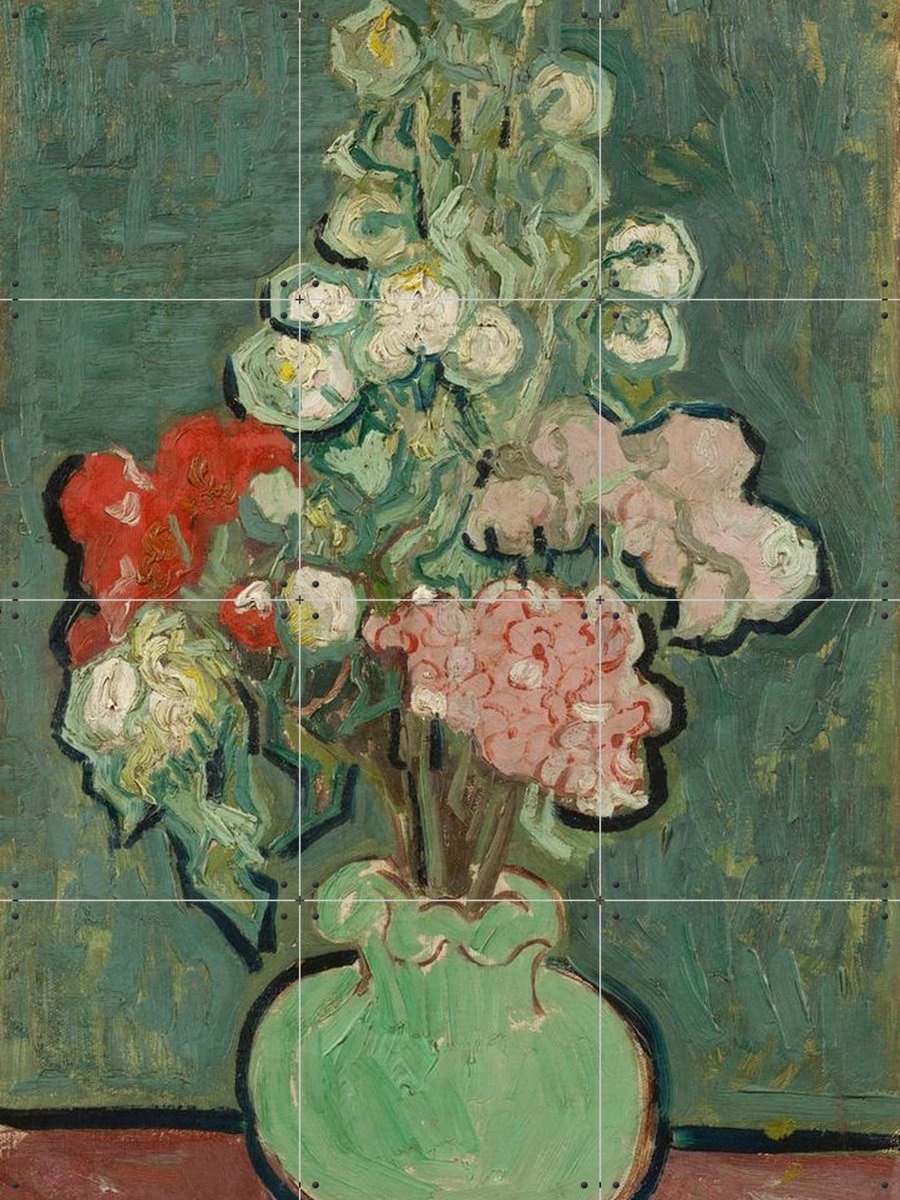 IXXI Vaas met bloemen (1890), Vincent van Gogh (1853 - 1890) & Van Gogh Museum - 60 x 80 cm - Gratis ophangtool - Grote wanddecoratie en posters -