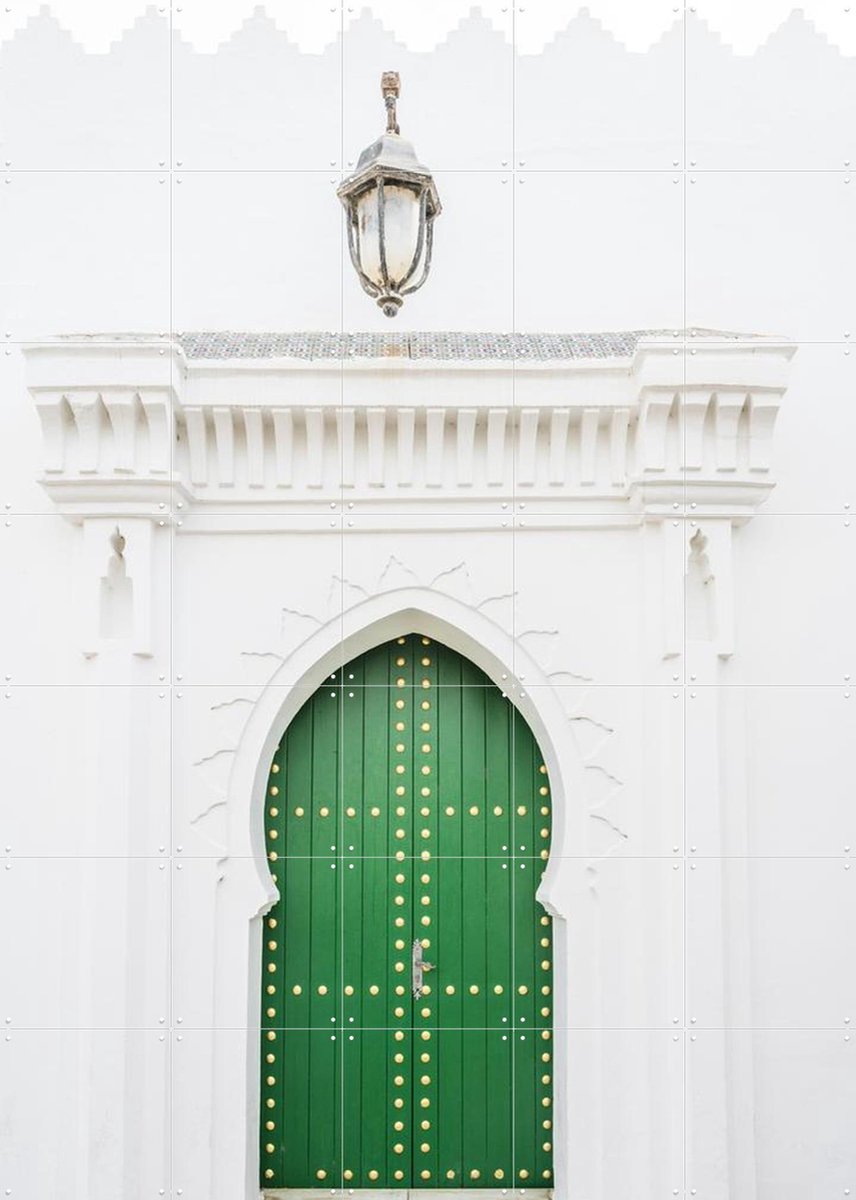 IXXI Green Door In Morocco, Photolovers - 100 x 140 cm - Gratis ophangtool - Grote wanddecoratie en posters - Minimalisme, Geometrische Kunst, Art