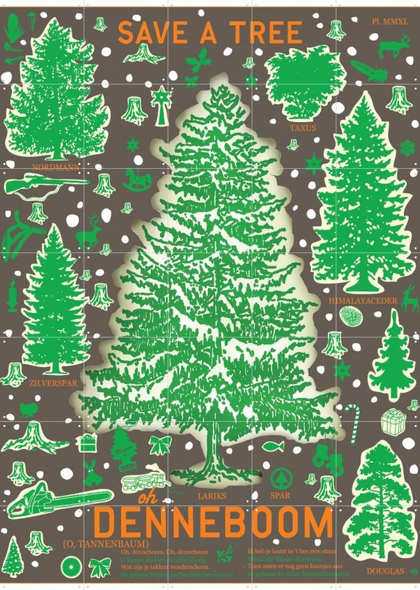 IXXI Save a Tree I, Studio Boot - 100 x 140 cm - Gratis ophangtool - Grote wanddecoratie en posters - Houtsnede, Illustraties, Grafisch Ontwerp