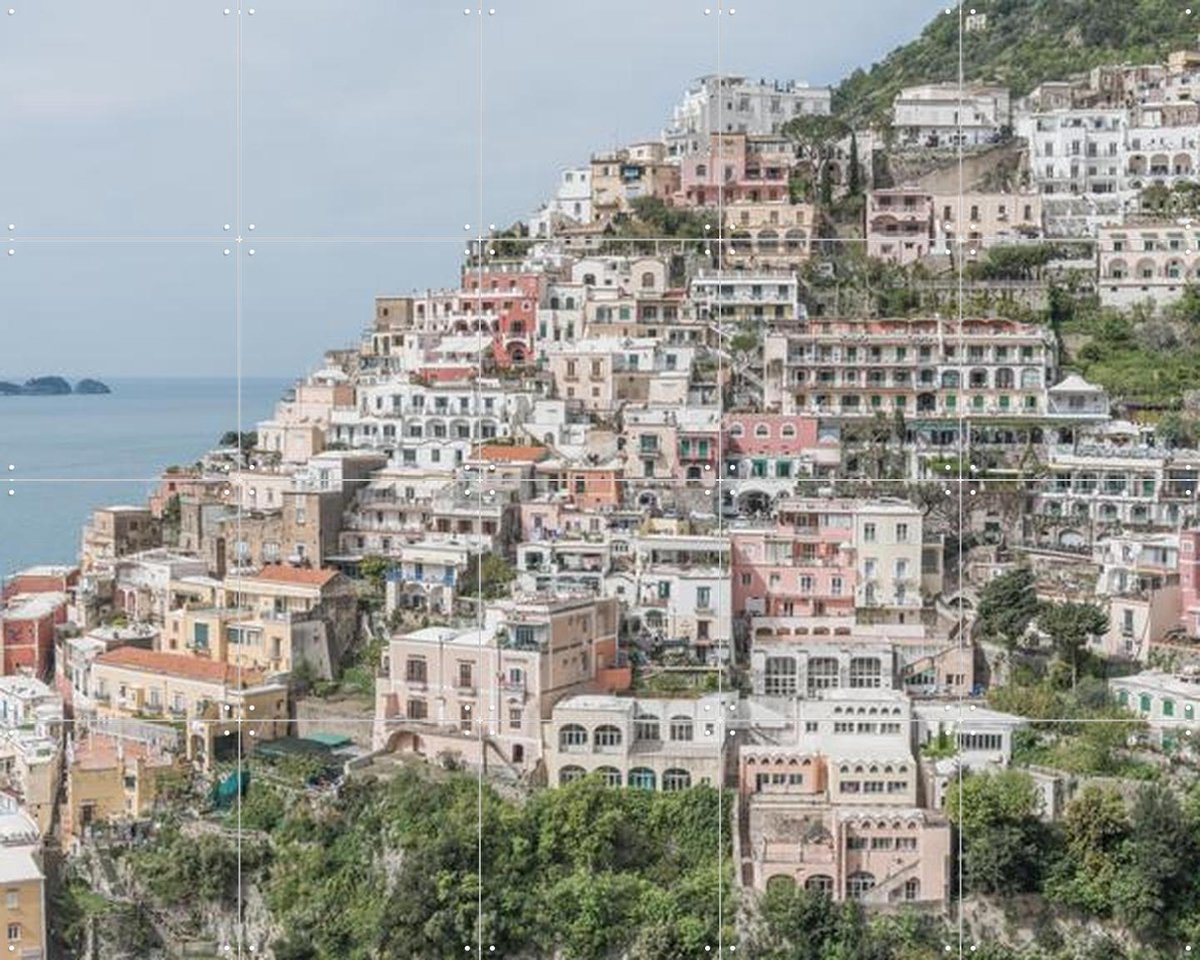 IXXI Amalfi Coast, Photolovers - 100 x 80 cm - Grote wanddecoratie en posters - Fotografie, Gang, Woonkamer, Zeelandschappen & Kust, Gebouwen Beige / Warme kleuren