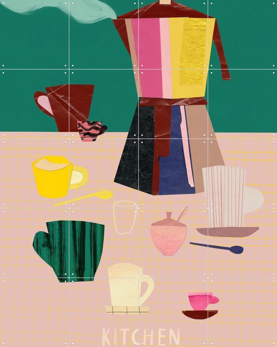 IXXI Espresso 6, Signorinah - 80 x 100 cm - Gratis ophangtool - Grote wanddecoratie en posters - Collage, Kleurrijk, Speels, Illustraties, Vintage