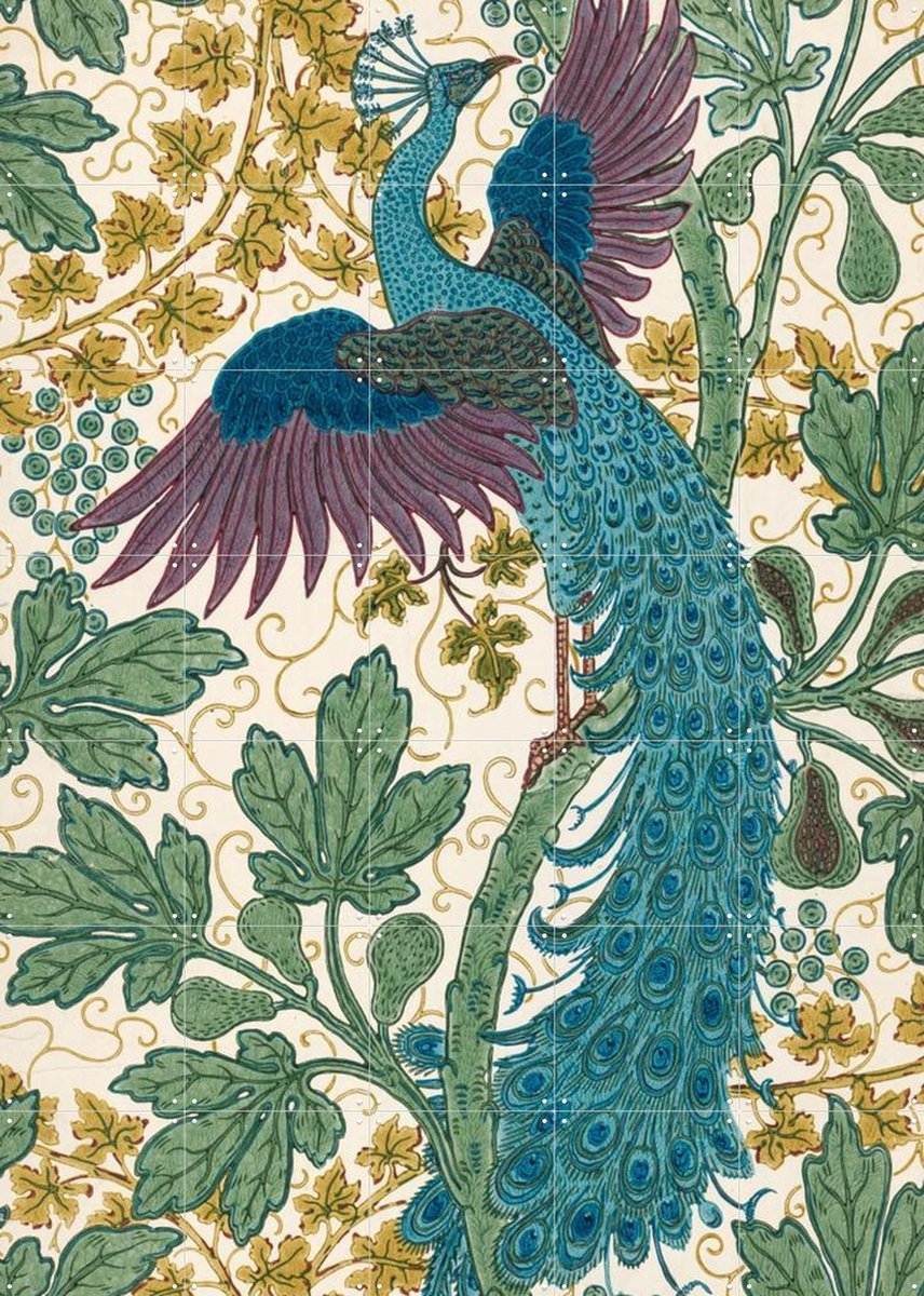 IXXI Fig and Peacock purple, Walter Crane & Victoria and Albert Museum - 100 x 140 cm - Gratis ophangtool - Grote wanddecoratie en posters - Vintage