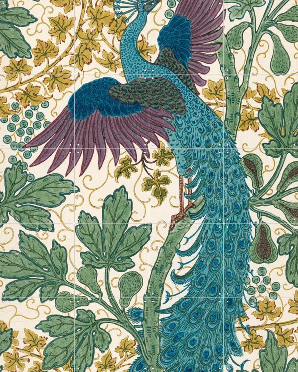 IXXI Fig and Peacock purple, Walter Crane & Victoria and Albert Museum - 80 x 100 cm - Gratis ophangtool - Grote wanddecoratie en posters - Vintage