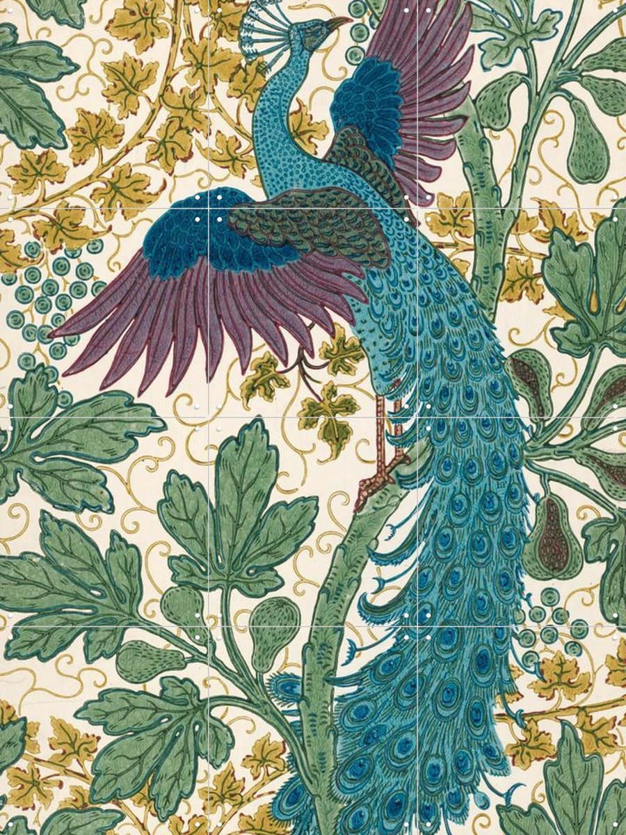 IXXI Fig and Peacock purple, Walter Crane & Victoria and Albert Museum - 60 x 80 cm - Gratis ophangtool - Grote wanddecoratie en posters - Vintage