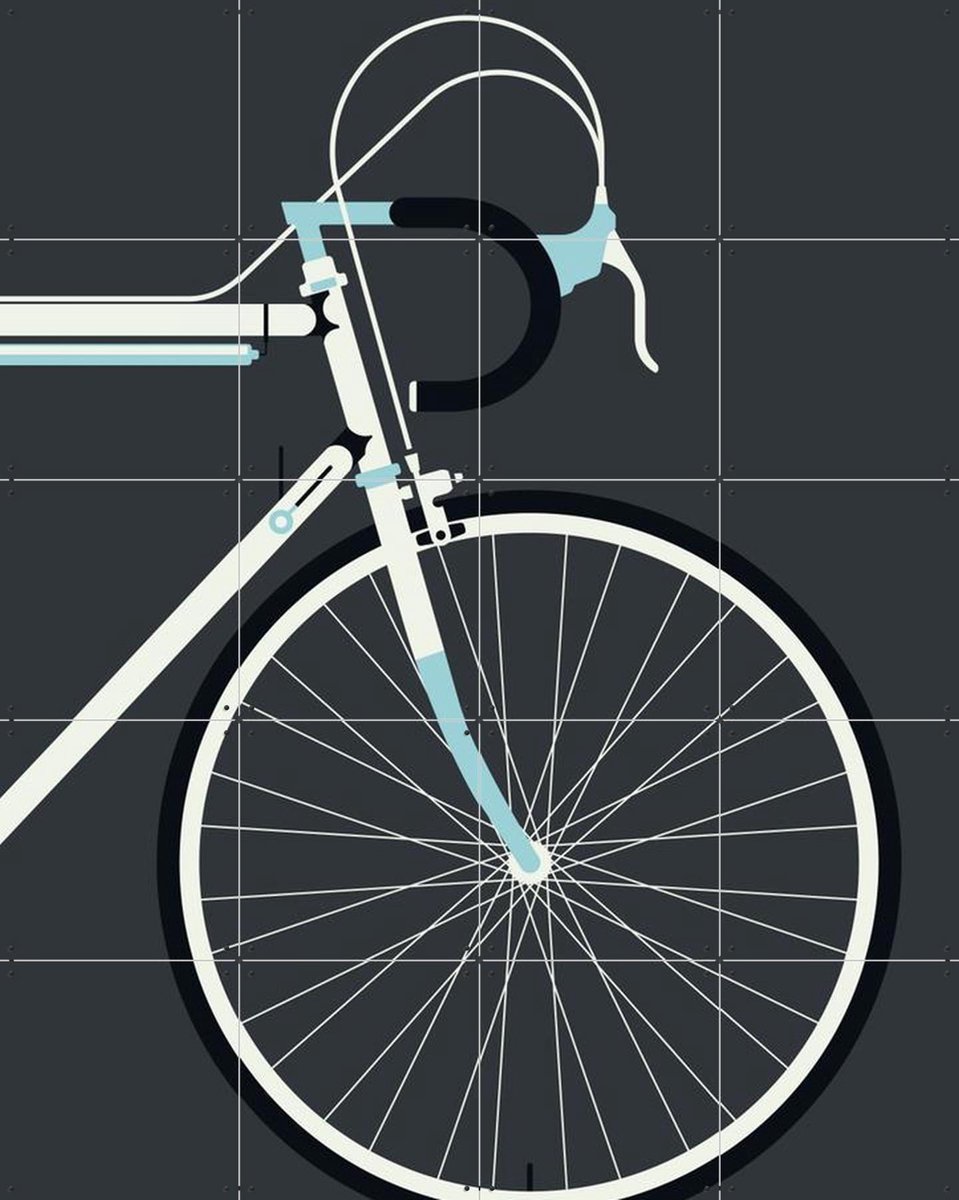 IXXI Racing Bike White Front, Bo Lundberg - 80 x 100 cm - Gratis ophangtool - Grote wanddecoratie en posters - Vintage, Illustraties, Mancave, Sport