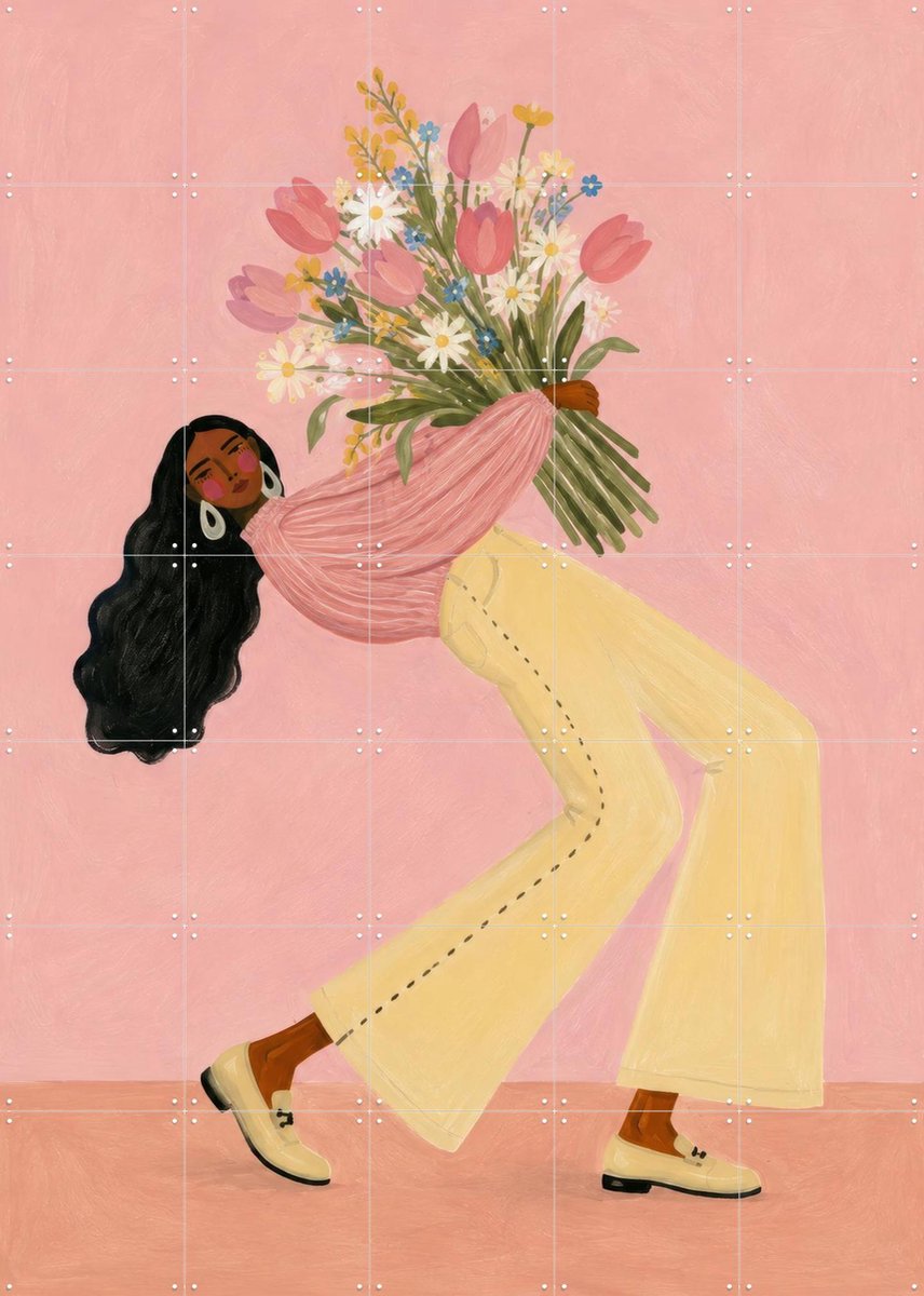 IXXI Big Bloom Energy, Atelier Pommeline - 100 x 140 cm - Gratis ophangtool - Grote wanddecoratie en posters - Speels, Modern, Digitale Kunst