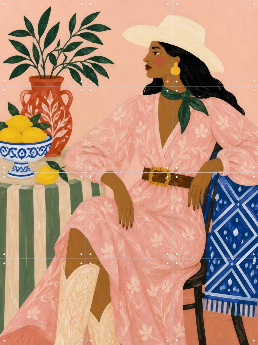 IXXI Lemon Ranch, Atelier Pommeline - 60 x 80 cm - Gratis ophangtool - Grote wanddecoratie en posters - Modern, Illustraties, Kleurrijk, Gang