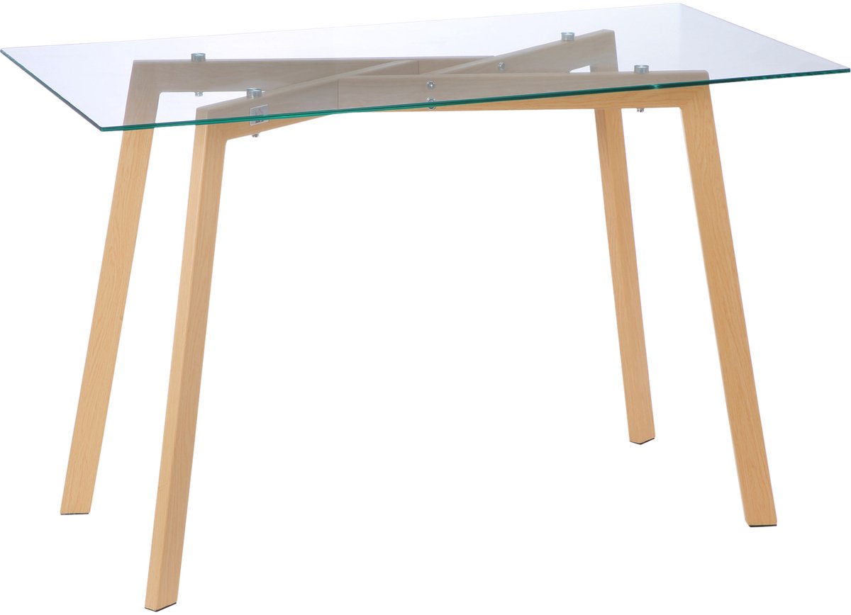 HOMCOM eettafel - Gehard glas - 120x60x76cm - Transparant