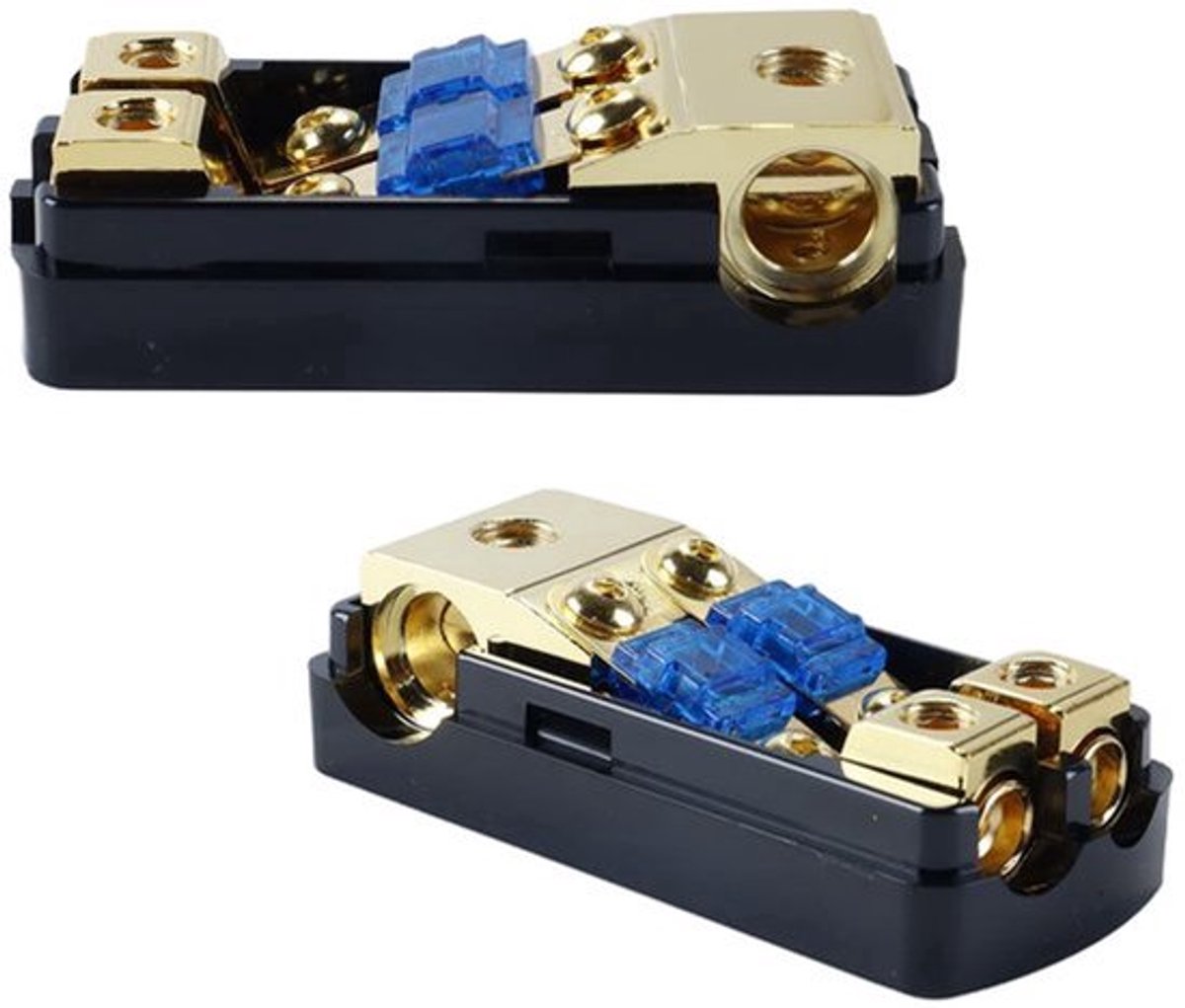 Allecto Verdeelblok voor Auto 60A Mini Fuse Houder 2-Weg Design Zwart