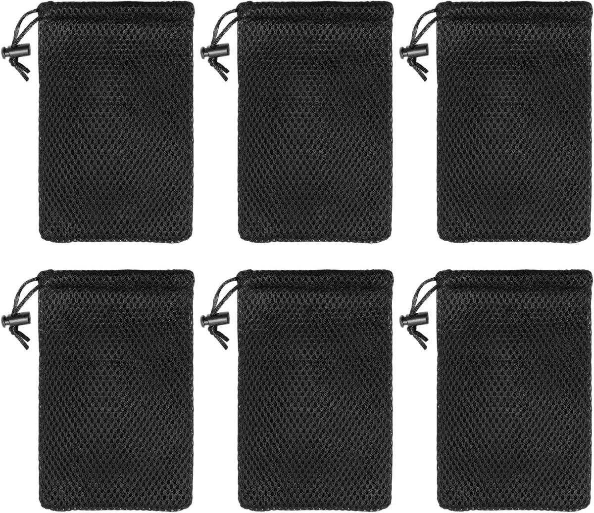 6-delige trekkoordzakken, mini mesh zakken voor kleine items, handige opbergtas voor sleutels, oordopjes en accessoires.