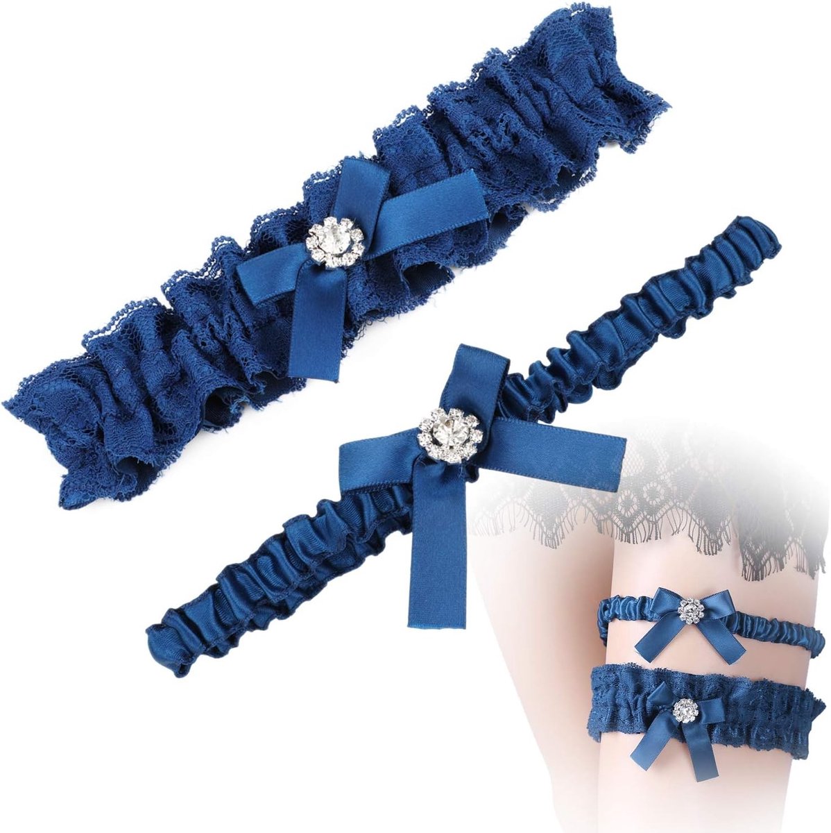 Elegante trouwjurk met bijpassende kousenband voor een perfecte bruiloftservaring