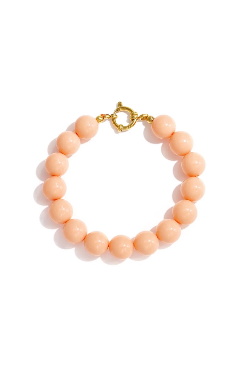 Armband met middelgrote kralen en een sluiting aan de voorkant - 12 mm licht oranje