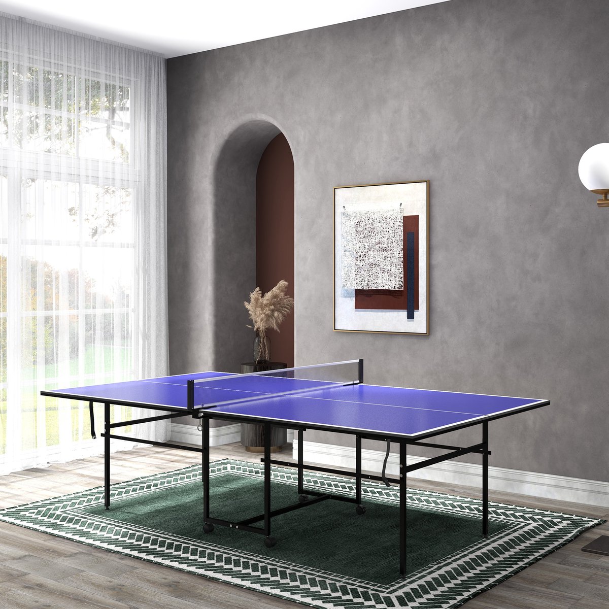 MODFU - Tafeltennistafel - Opvouwbaar Met Wielen - Indoor En Outdoor - Blauw