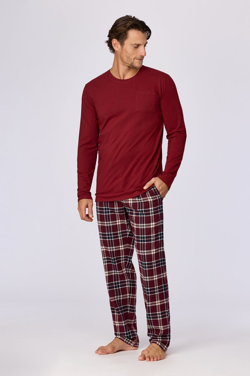 Woody pyjama heren - bordeaux - 262-10-QWB-W/471 - maat L