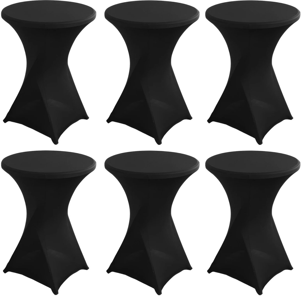 Noventra Statafelhoes Stretch – 6 Stuks – Statafelhoes voor Tafels van 80 cm – Elastische Tafelhoes – Wasbaar & Herbruikbaar – Zwart – 110 cm Hoog