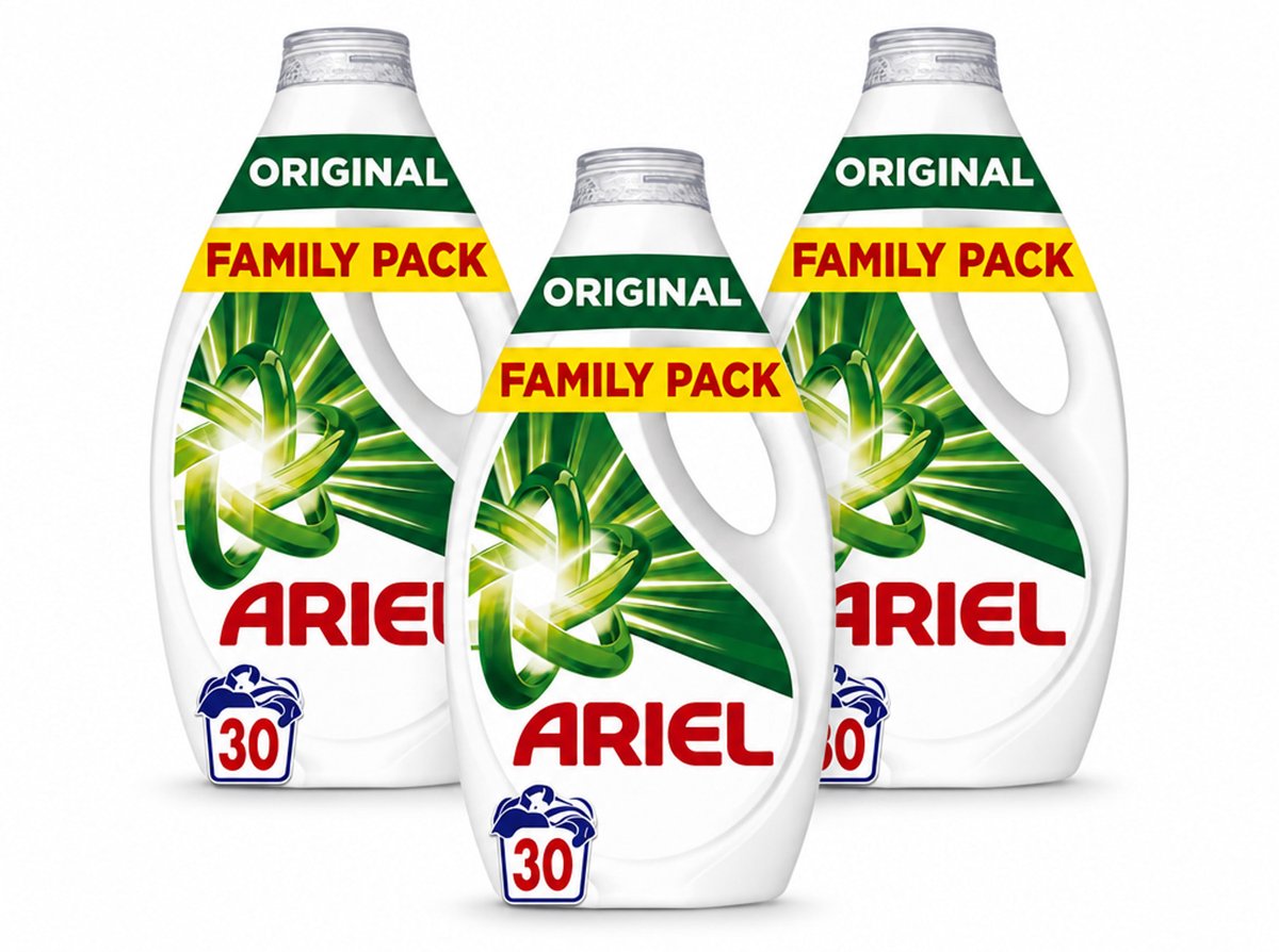 3 x Ariel - Vloeibaar Wasmiddel - Original - 30 Wasbeurten - 1350 ml - Voordeelverpakking - 3 stuks
