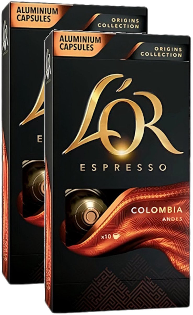 L'Or Espresso Origins Colombia Andes - Multipack - 20 (2x10) Koffiecups Compatibel met Nespresso Coffee Machine
