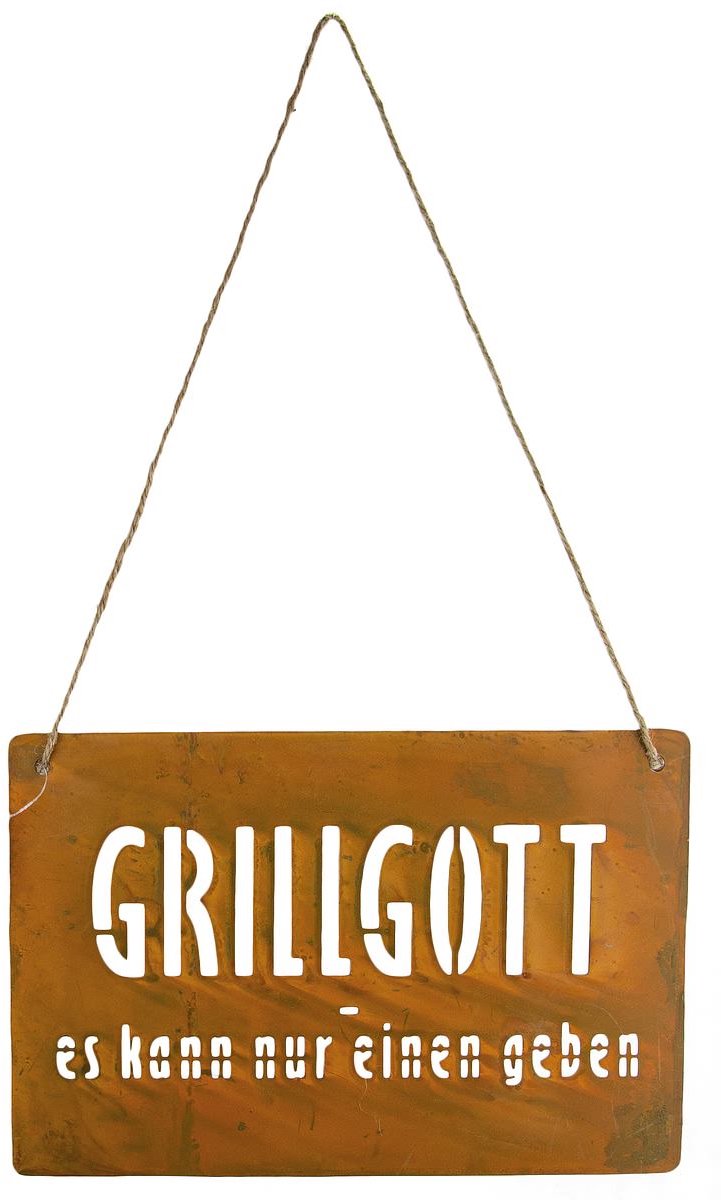 Riffelmacher bord metaal 'Grillgott' roest 30x20cm