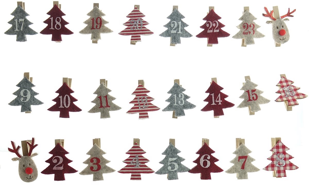 Riffelmacher adventsklemmetjes dennenbomen 1-24 3 x 4,8 cm
