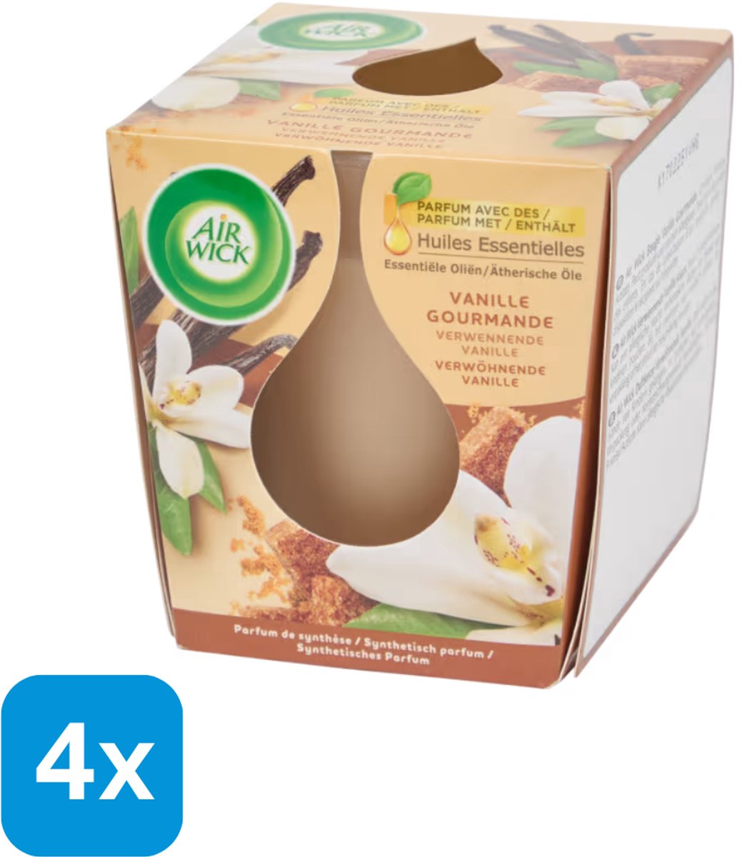 Air Wick | 4x Airwick geurkaars Vanille 105 gram | 4x geurkaars in glas