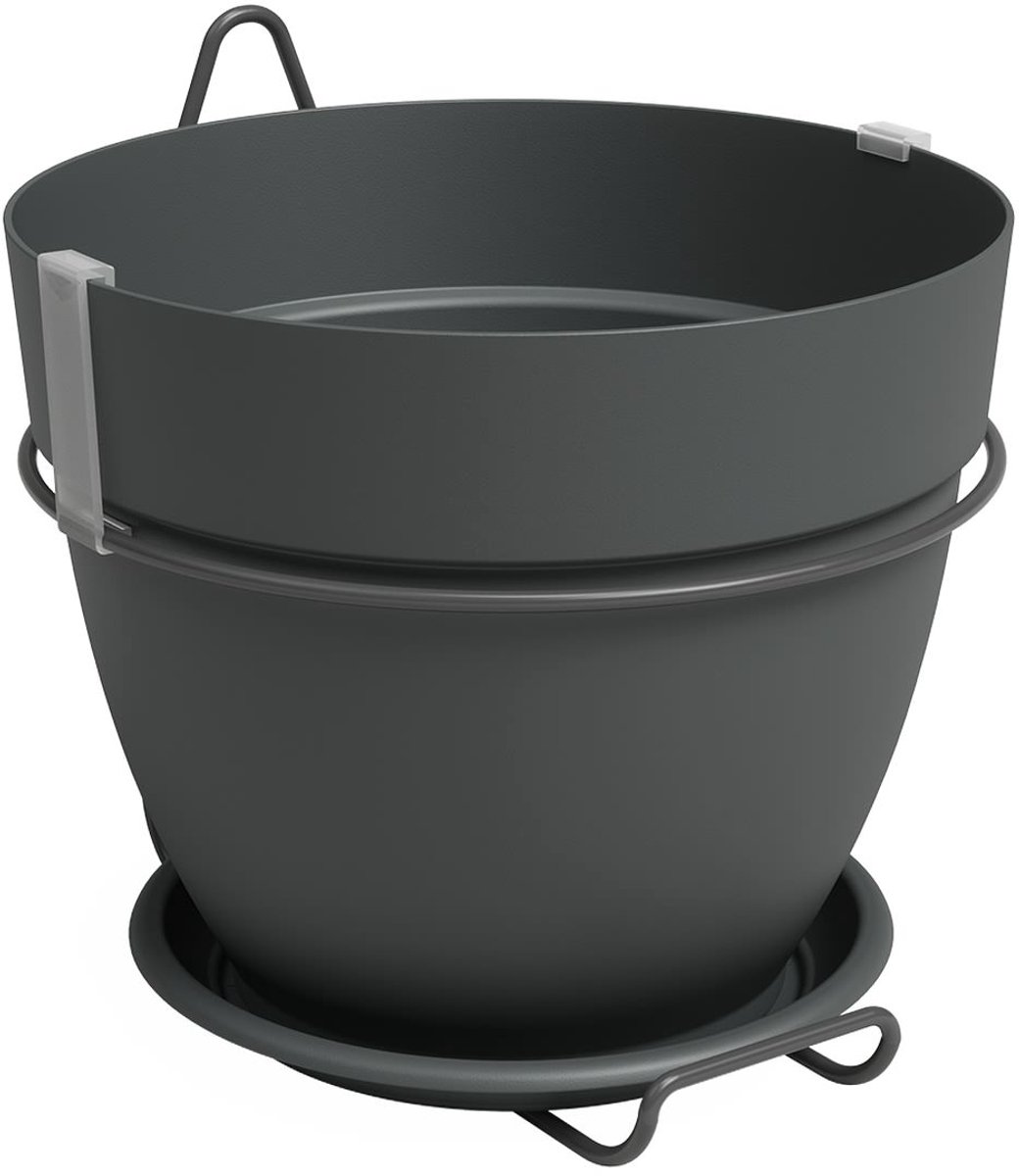 artevasi Capri Campana wandpot antraciet 20 cm met houder