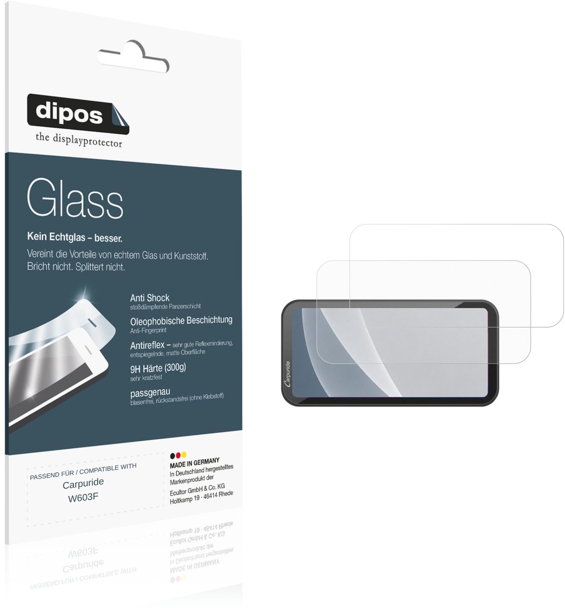 dipos – 2x Matte Pantserfolie geschikt voor Carpuride W603F | 9H Screenprotector